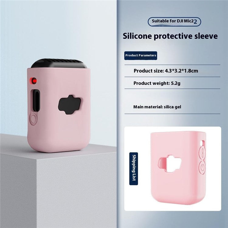 BRDRC For DJI Mic 2 Silicone Case Wireless Microphone Protective Cover - Pink
