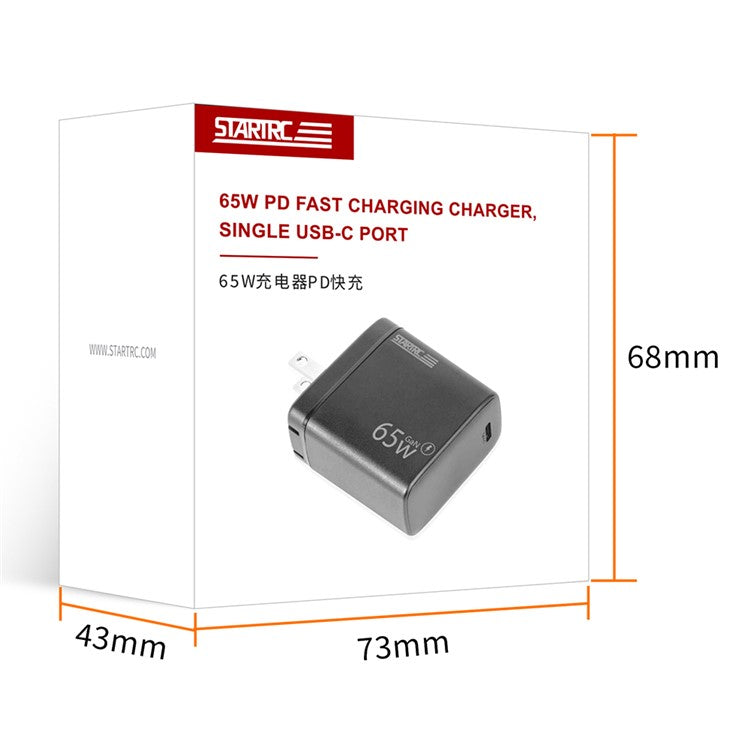 STARTRC 1129939 65W PD Fast Charger Adapter Portable Mini GaN III Wall Charge with Type-C Port, US Plug
