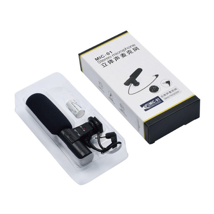 MIC-01 Mobile Phone Camera Microphone Professional Interview Capacitive Microphone for Live Streaming, Video Recording