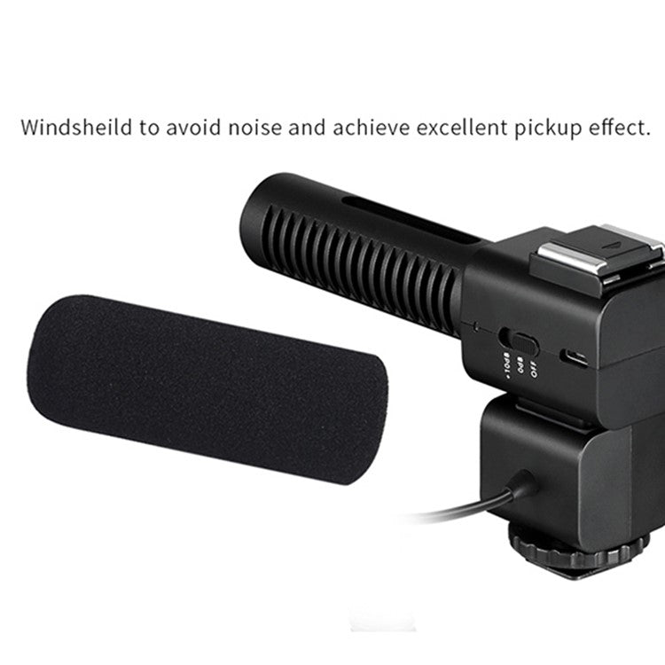 ORDRO CM520 3.5mm Plug Video Recording Shotgun Microphone Noise Reduction Mic for Camera