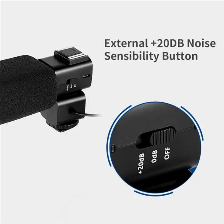 ORDRO CM530 Video Recording Microphone 3.5mm Stereo Plug Noise Reduction Mic for Camera