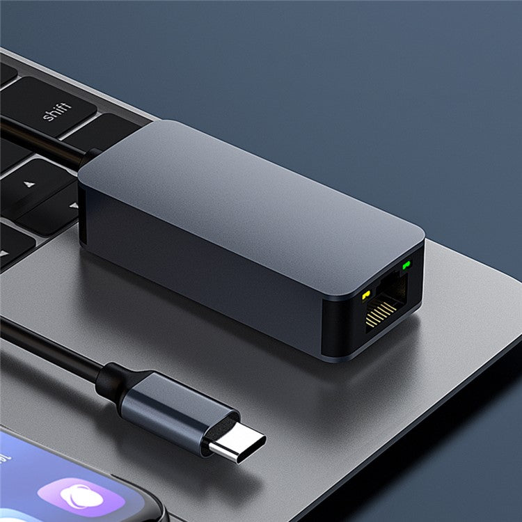 2500Mbps Ethernet LAN Adapter Type-C to RJ45 2.5G Aluminum Alloy Network Card