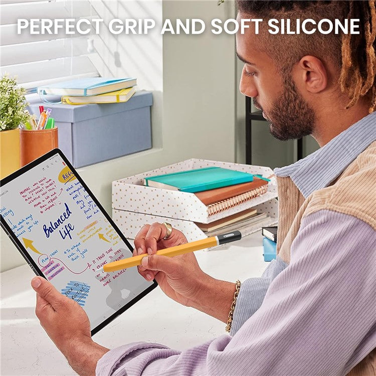 AHASTYLE PT-JY16 For Apple Pencil Pro / Pencil (2nd Generation) Silicone Sleeve Stylus Pen Non-Slip Cover - Yellow