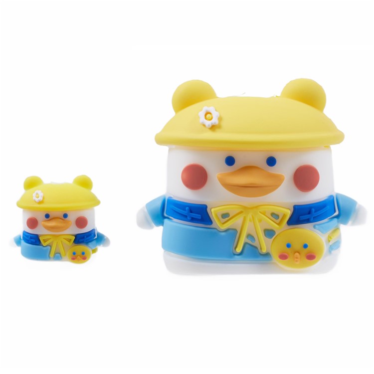 1 Set Cartoon Hat Duck Protective Case Silicone Adapter Charger Cable Protector Cover for iPhone 18W / 20W Charger - Yellow