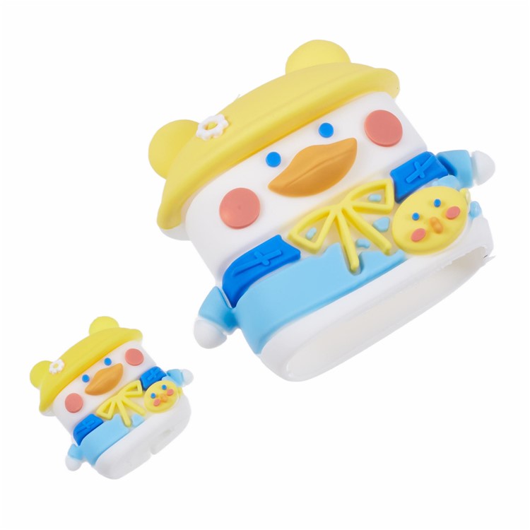 1 Set Cartoon Hat Duck Protective Case Silicone Adapter Charger Cable Protector Cover for iPhone 18W / 20W Charger - Yellow