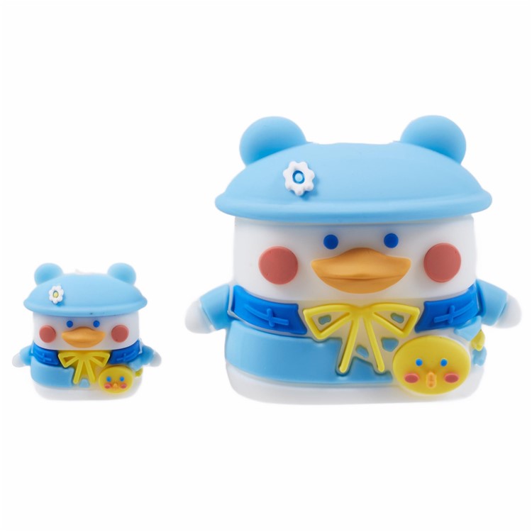 1 Set Cartoon Hat Duck Protective Case Silicone Adapter Charger Cable Protector Cover for iPhone 18W / 20W Charger - Blue