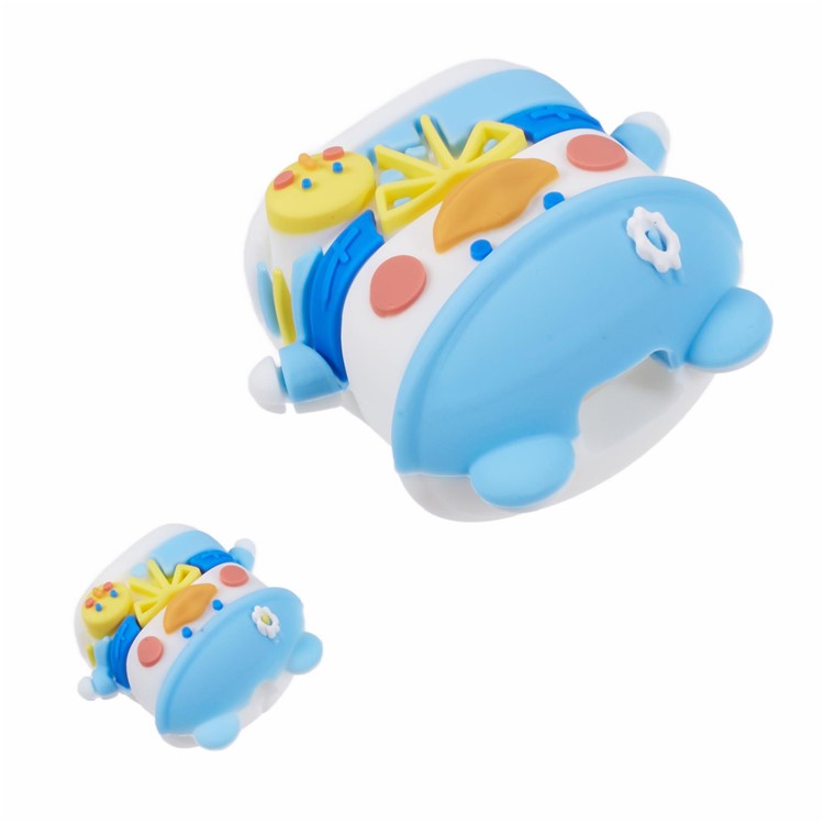1 Set Cartoon Hat Duck Protective Case Silicone Adapter Charger Cable Protector Cover for iPhone 18W / 20W Charger - Blue