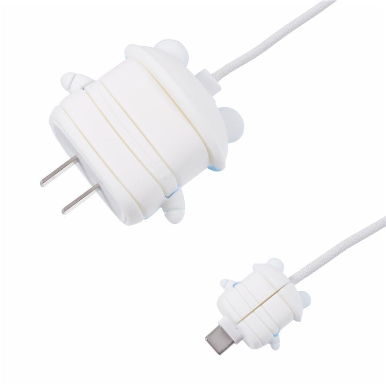 1 Set Cartoon Hat Duck Protective Case Silicone Adapter Charger Cable Protector Cover for iPhone 18W / 20W Charger - Blue