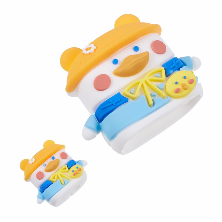 1 Set Cartoon Hat Duck Protective Case Silicone Adapter Charger Cable Protector Cover for iPhone 18W / 20W Charger - Orange