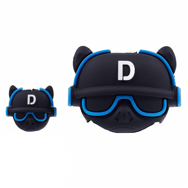 1 Set Cartoon Music Dog Protective Case Silicone Adapter Charger Cable Protector Cover for iPhone 18W / 20W Charger - Blue