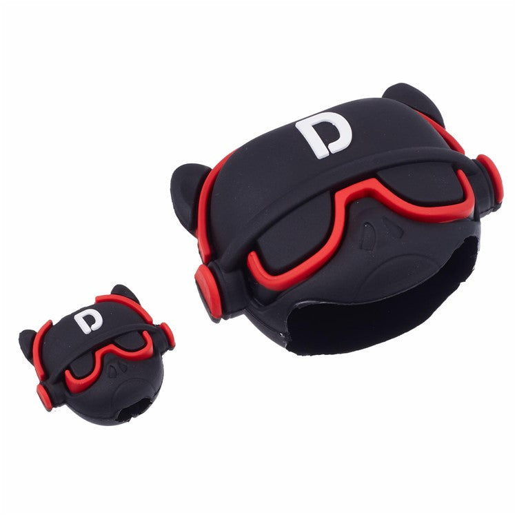 1 Set Cartoon Music Dog Protective Case Silicone Adapter Charger Cable Protector Cover for iPhone 18W / 20W Charger - Red