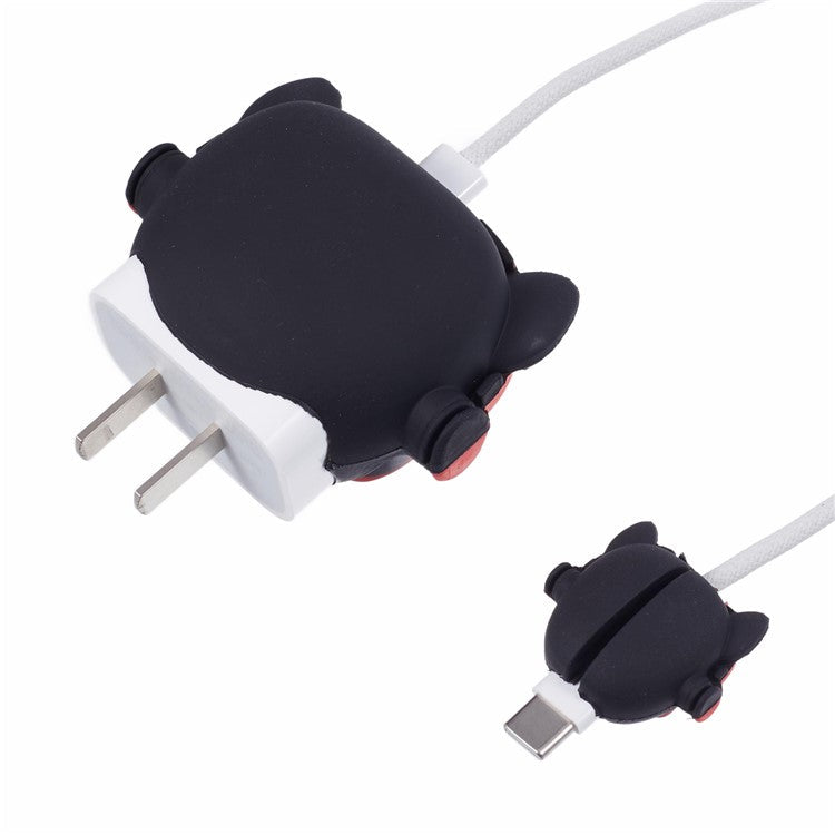 1 Set Cartoon Music Dog Protective Case Silicone Adapter Charger Cable Protector Cover for iPhone 18W / 20W Charger - Red