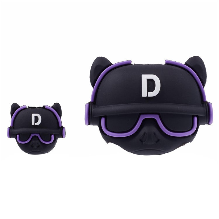 1 Set Cartoon Music Dog Protective Case Silicone Adapter Charger Cable Protector Cover for iPhone 18W / 20W Charger - Purple