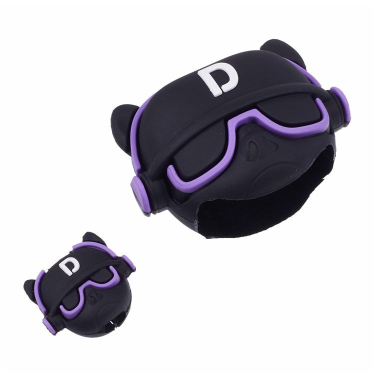 1 Set Cartoon Music Dog Protective Case Silicone Adapter Charger Cable Protector Cover for iPhone 18W / 20W Charger - Purple