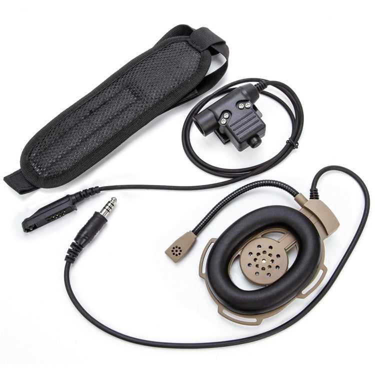 For Baofeng UV-9R HD01 Walkie Talkie Headset Two Way Radio 7.1mm Headphone with U94 PTT Adapter - Brown