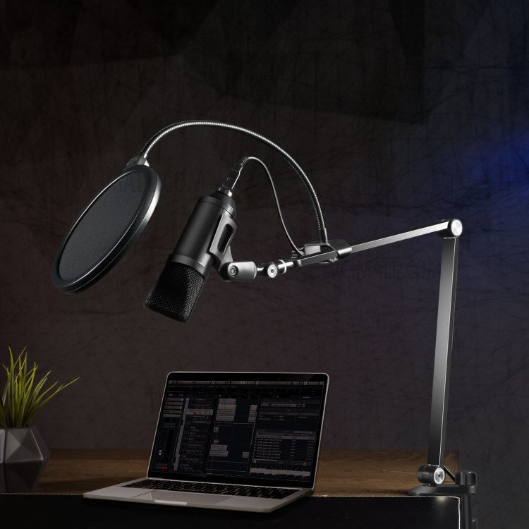 UPERGO AP-4M Adjustable Microphone Suspension Arm Stand with Mic Clip Pop Filter