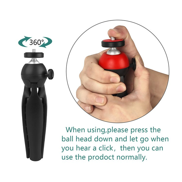 ADAI VK-01 Microphone with Handheld Tripod Phone Clamp Set for 3.5mm Audio Equipment - Black / Red