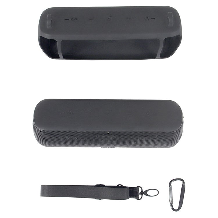 Drop Proof Protective Case for Anker Soundcore Motion+ Soft Silicone Case with Shoulder Strap - Black