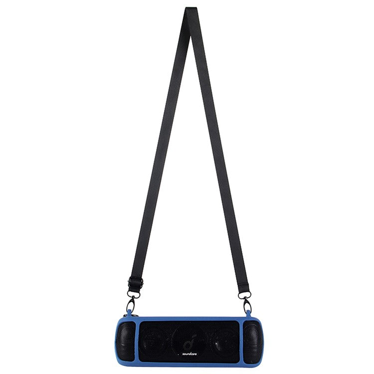 Drop Proof Protective Case for Anker Soundcore Motion+ Soft Silicone Case with Shoulder Strap - Blue