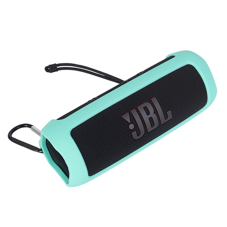 For JBL Flip 6 Silicone Carrying Case Bluetooth Speaker Protective Cover with Shoulder Strap and Carabiner - Green