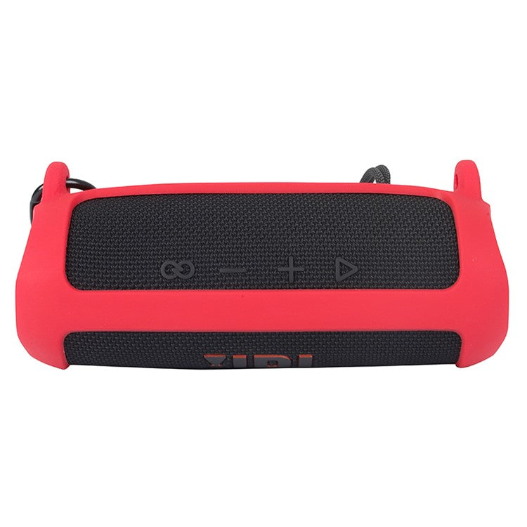 For JBL Flip 6 Silicone Carrying Case Bluetooth Speaker Protective Cover with Shoulder Strap and Carabiner - Red