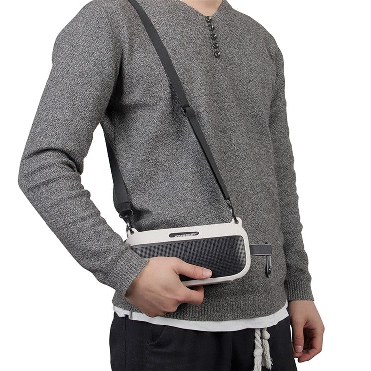Bluetooth Speaker Protective Case for Bose SoundLink Flex Soft Silicone Case with Shoulder Strap - White
