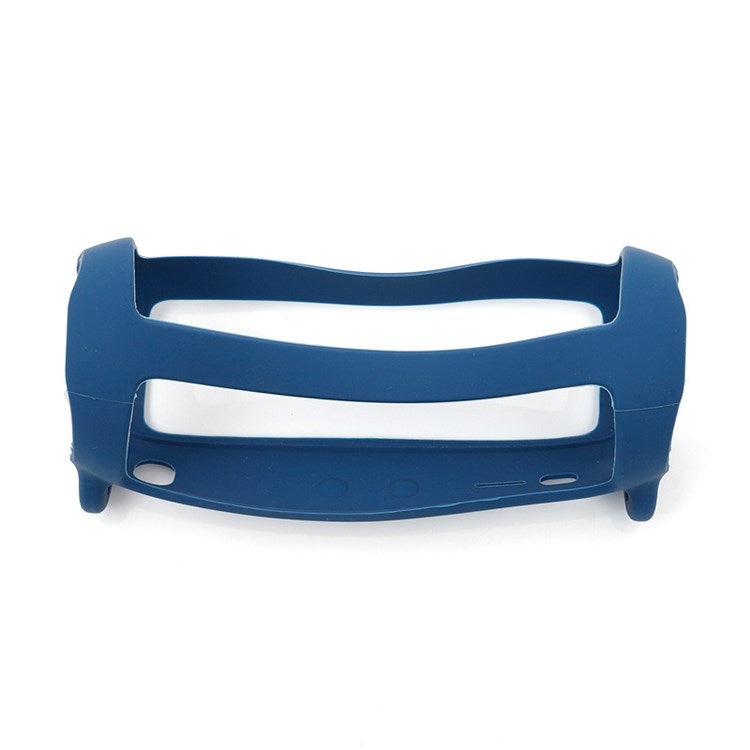 For JBL Flip 5 Bluetooth Speaker Protective Case Anti-drop Silicone Cover with Shoulder Strap and Carabiner - Dark Blue