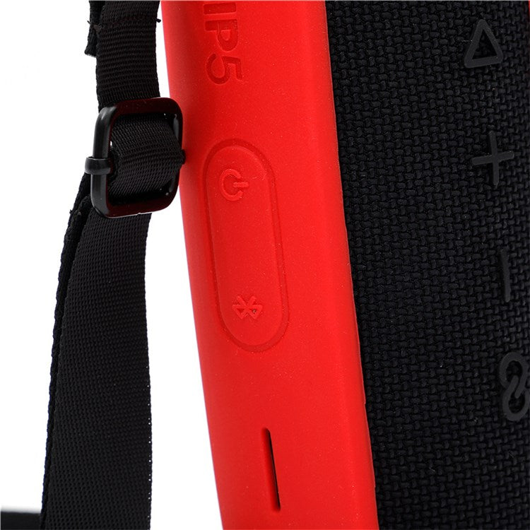 For JBL Flip 5 Bluetooth Speaker Protective Case Anti-drop Silicone Cover with Shoulder Strap and Carabiner - Red