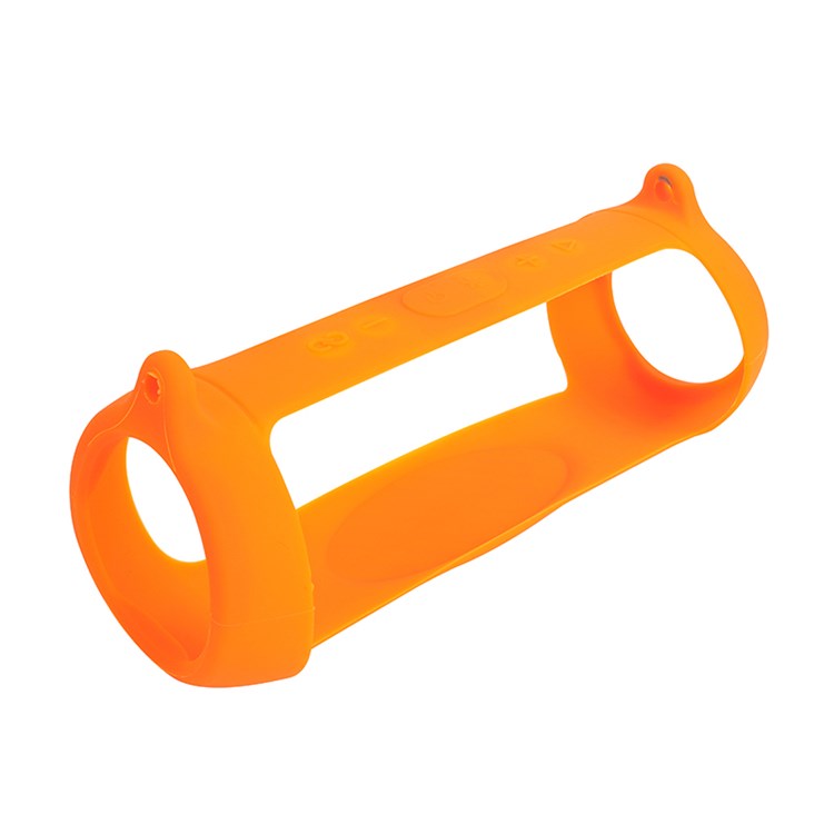 For JBL Charge 5 Silicone Carrying Case Bluetooth Speaker Anti-drop Protective Cover with Shoulder Strap and Carabiner - Orange