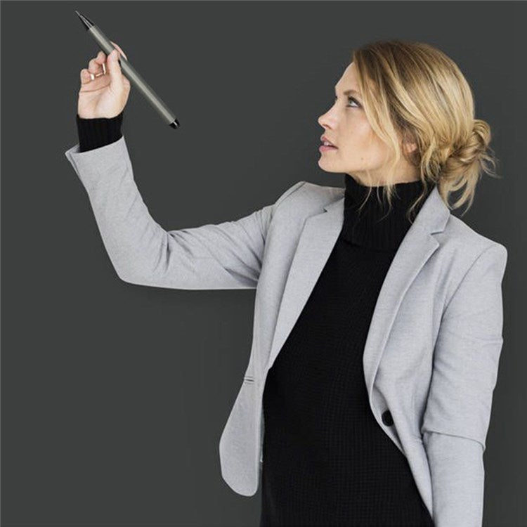 Handheld Infrared Whiteboard Stylus Double-Ended Integrated Pen Stylus with Thick and Thin Nib for Business Meeting Class Teaching - Silver