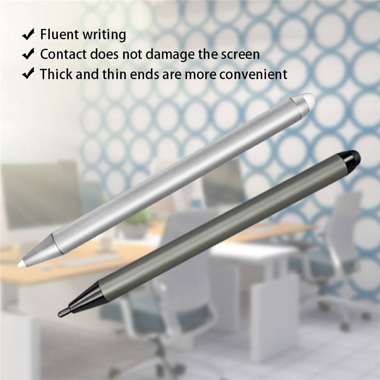 Handheld Infrared Whiteboard Stylus Double-Ended Integrated Pen Stylus with Thick and Thin Nib for Business Meeting Class Teaching - Silver