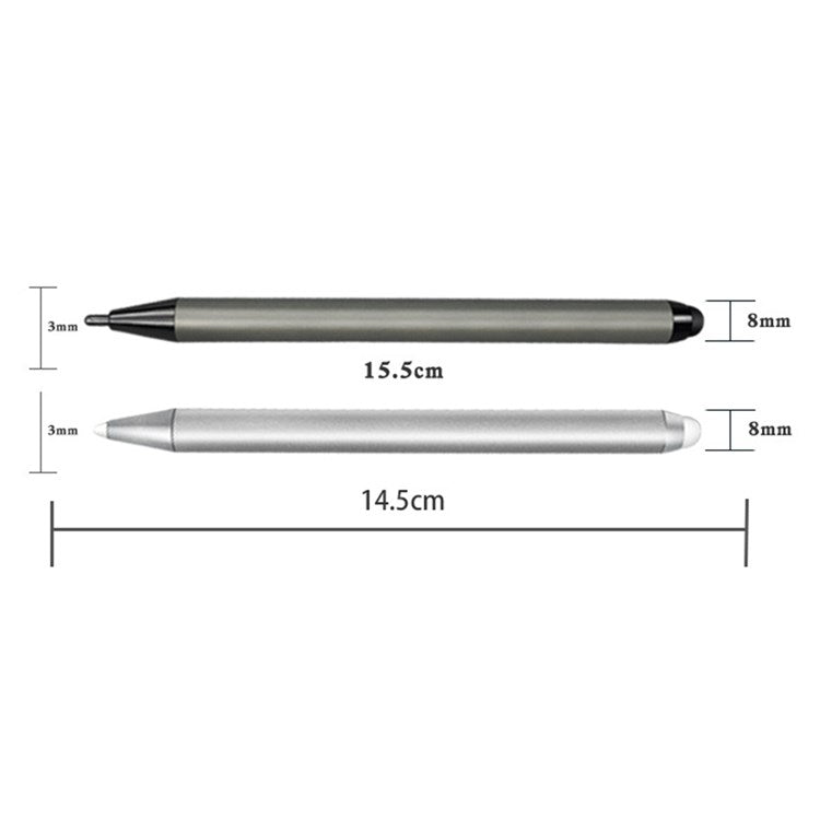Handheld Infrared Whiteboard Stylus Double-Ended Integrated Pen Stylus with Thick and Thin Nib for Business Meeting Class Teaching - Silver