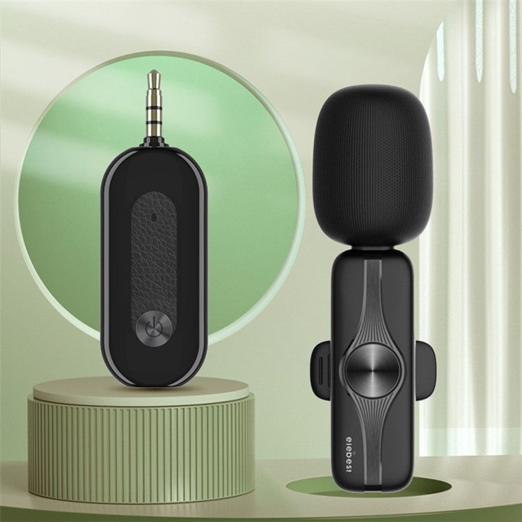 ELEBEST M3x 2.4GHz Wireless Lavalier Microphone Noise Reduction Lapel Recording Mic (1 Receiver+2 Microphones)