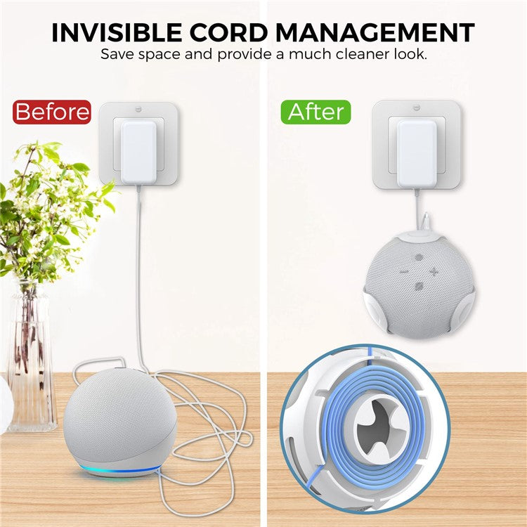 AHASTYLE PT183 for Amazon Alexa Echo Dot 4 Wall Mount Holder Stand Space Saving Bracket Smart Speaker Accessory - Black