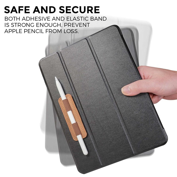 AHASTYLE PT184 For Apple Pencil Adhesive PU Leather Stylus Pen Holder Elastic Band Design Pen Fixing Sleeve - Brown