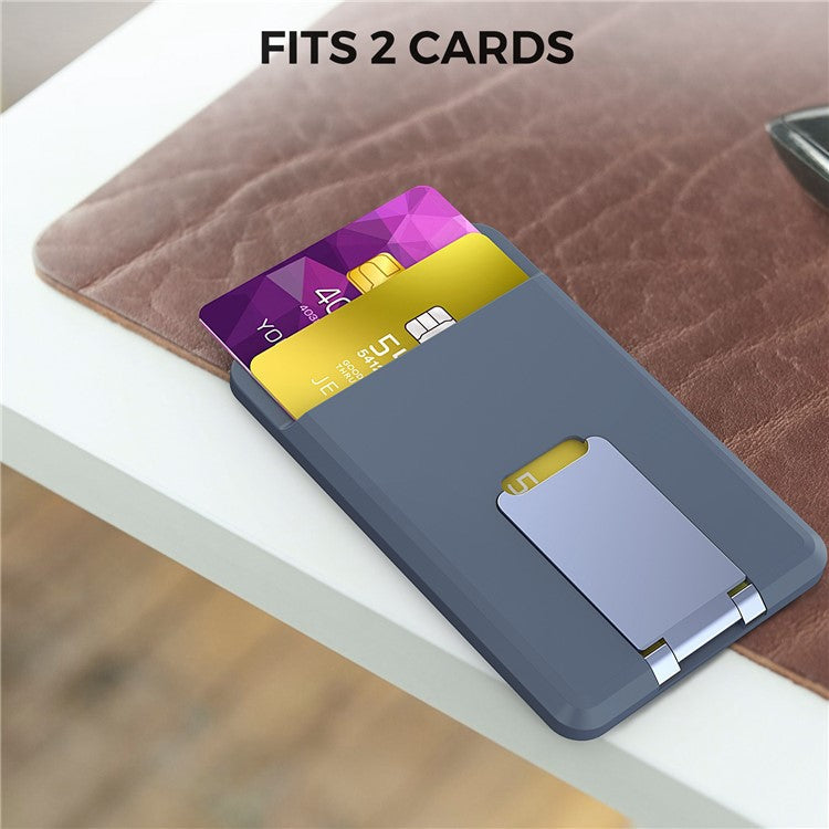 AHASTYLE PT133-H Magnetic Card Holder for iPhone 14 / 13 / 12 Series, Card Pocket Phone Stand Bracket - Midnight Blue