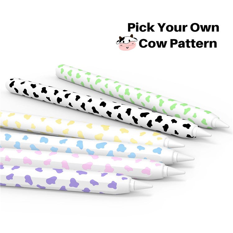 AHASTYLE PT65CW For Apple Pencil (2nd Generation) Cute Cow Pattern Stylus Pen Cover Silicone Anti-drop Protective Sleeve - Purple