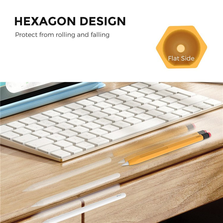 AHASTYLE PT180-2 For Apple Pencil (2nd Generation) Hexagon Design Anti-slip Stylus Pen Cover Silicone Protective Sleeve - Yellow