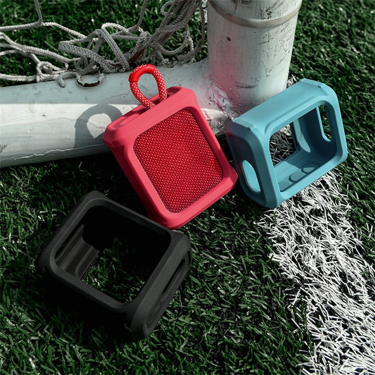 LIGHTNING POWER Silicone Case for JBL GO3 Portable Speaker Sleeve Protective Cover with Strap - Blue