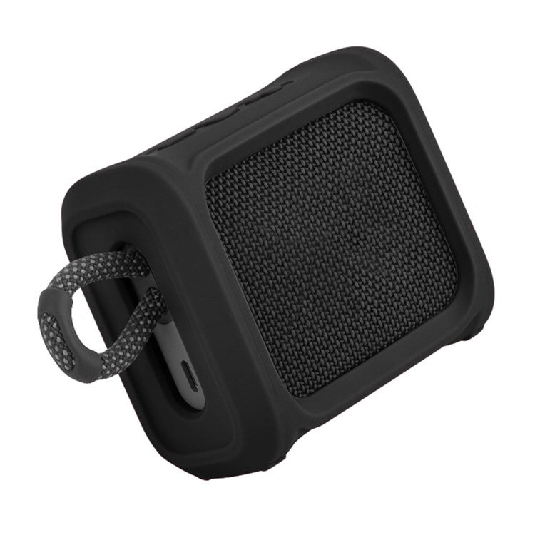 LIGHTNING POWER Silicone Case for JBL GO3 Portable Speaker Sleeve Protective Cover with Strap - Black