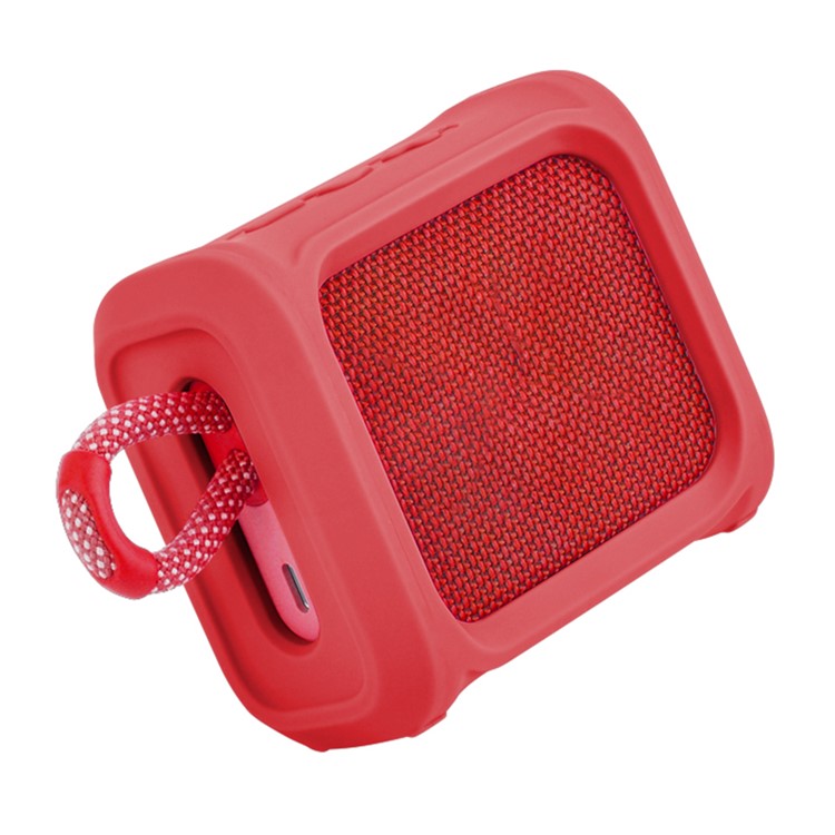 LIGHTNING POWER Silicone Case for JBL GO3 Portable Speaker Sleeve Protective Cover with Strap - Red