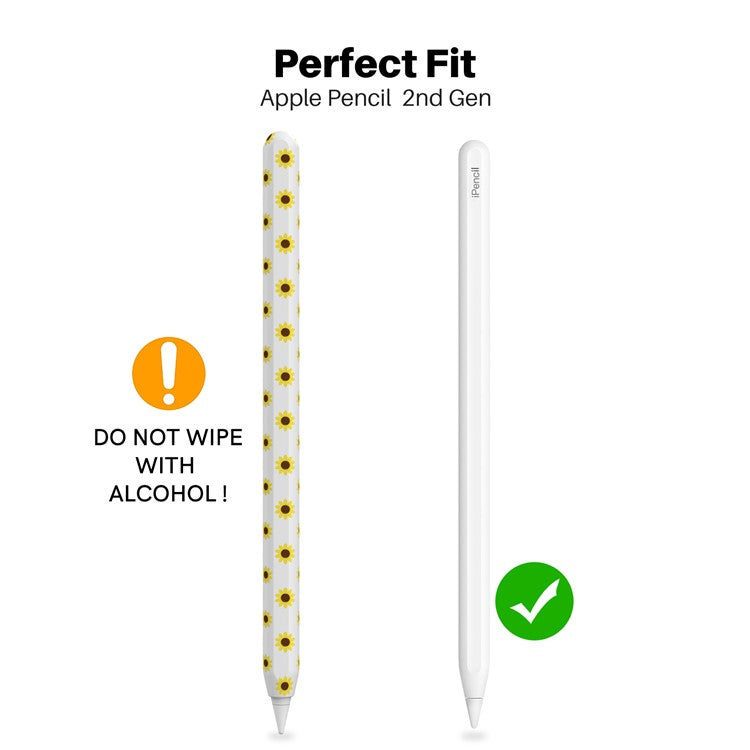 AHASTYLE PT65-SF Pen Sleeve for Apple Pencil (2nd Generation), Sunflower Pattern Stylus Pen Silicone Case Protective Cover - White