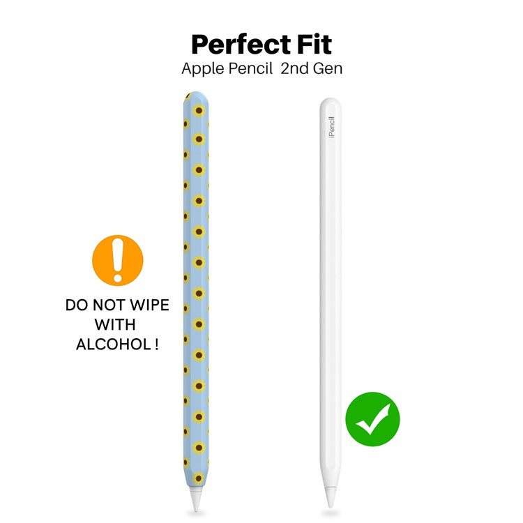 AHASTYLE PT65-SF Pen Sleeve for Apple Pencil (2nd Generation), Sunflower Pattern Stylus Pen Silicone Case Protective Cover - Blue