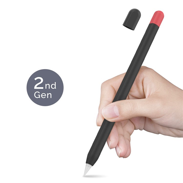 AHASTYLE PT65-2 for Apple Pencil (2nd Generation) Touch Pen Protective Sleeve Contrast Color Stylus Pen Silicone Case - Black / Red