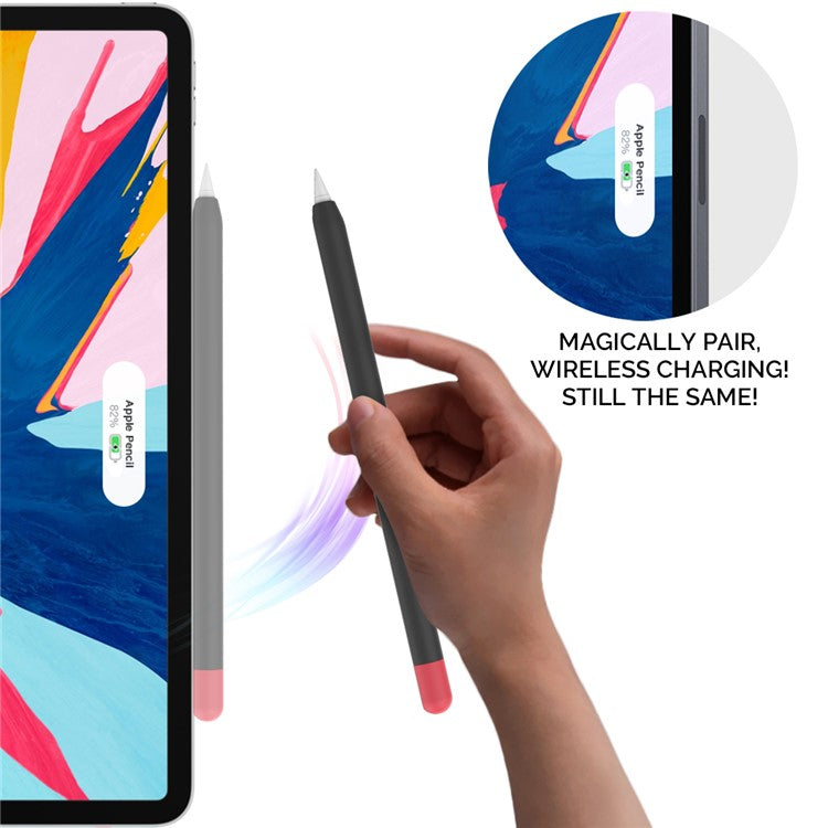 AHASTYLE PT65-2 for Apple Pencil (2nd Generation) Touch Pen Protective Sleeve Contrast Color Stylus Pen Silicone Case - Black / Red