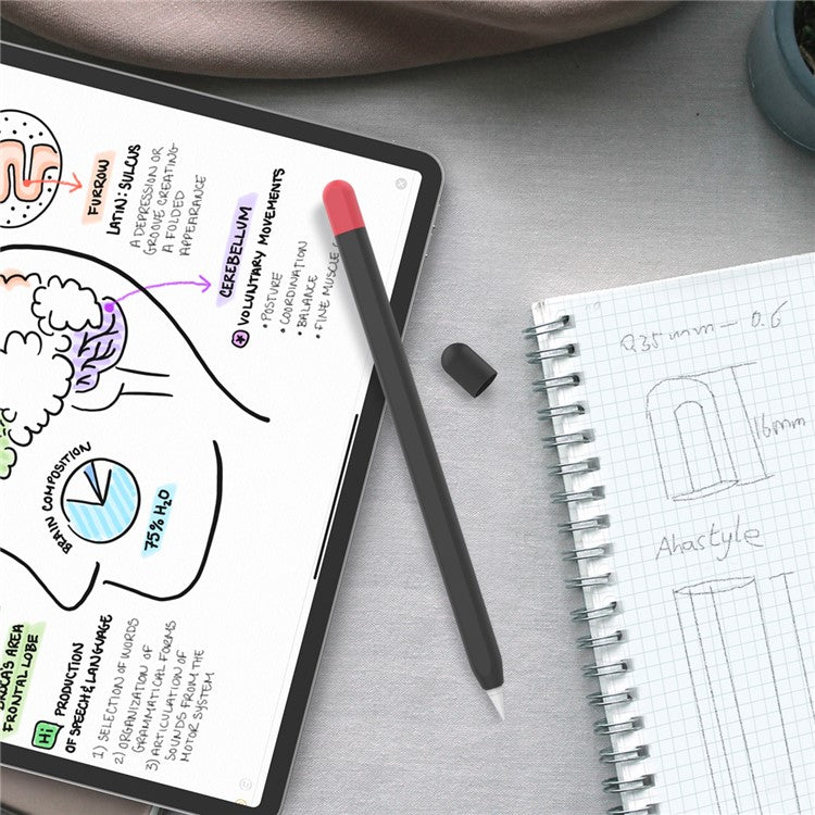 AHASTYLE PT65-2 for Apple Pencil (2nd Generation) Touch Pen Protective Sleeve Contrast Color Stylus Pen Silicone Case - Black / Red