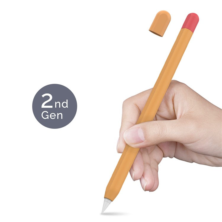 AHASTYLE PT65-2 for Apple Pencil (2nd Generation) Touch Pen Protective Sleeve Contrast Color Stylus Pen Silicone Case - Orange / Red