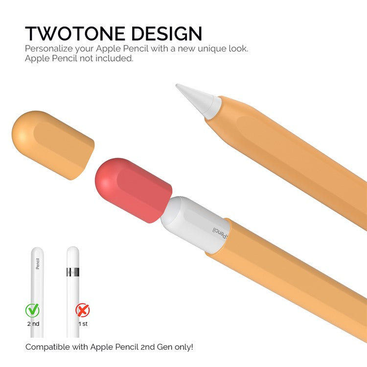 AHASTYLE PT65-2 for Apple Pencil (2nd Generation) Touch Pen Protective Sleeve Contrast Color Stylus Pen Silicone Case - Orange / Red