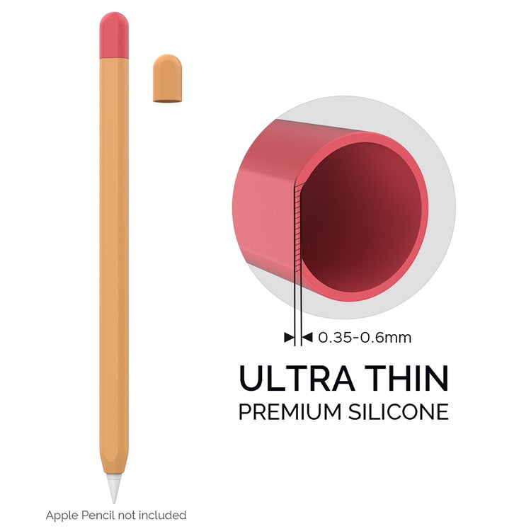 AHASTYLE PT65-2 for Apple Pencil (2nd Generation) Touch Pen Protective Sleeve Contrast Color Stylus Pen Silicone Case - Orange / Red