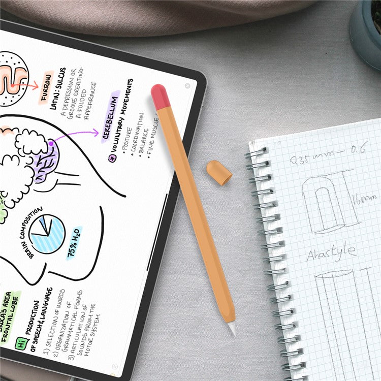 AHASTYLE PT65-2 for Apple Pencil (2nd Generation) Touch Pen Protective Sleeve Contrast Color Stylus Pen Silicone Case - Orange / Red